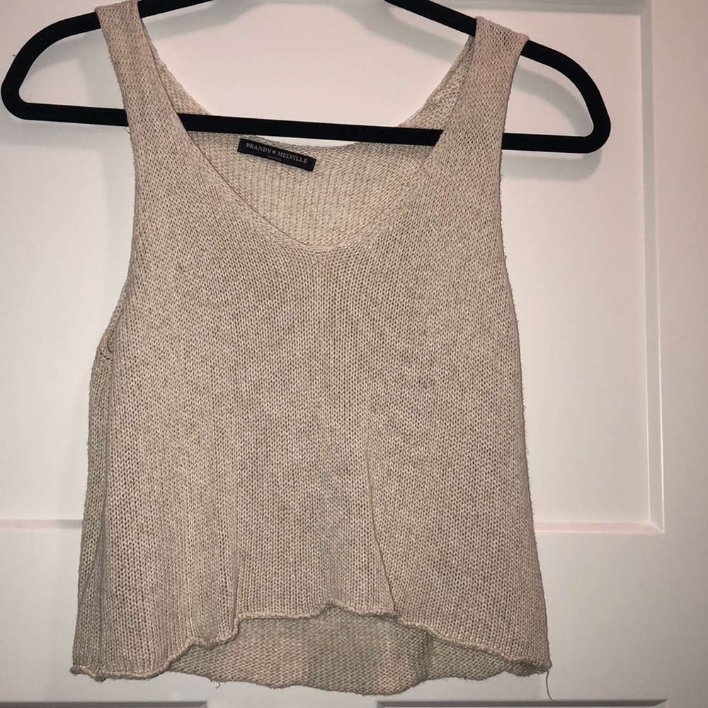 tan knit tank crop top